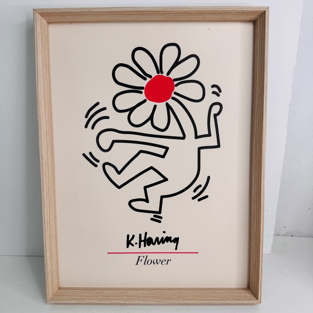 Keith Haring Pop Art Flower Head Wall Art Framed Canvas Feel